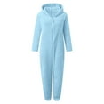 thumbnail image 6 of Ticikt Girls Boys Onesie One Piece Zip Up Hooded Soft Fleece Warm Winter Jumpsuit Comfortable for Unisex,Color:Light Blue,4-5 Years, 6 of 6