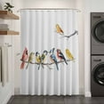 thumbnail image 3 of Xipuska Birds Shower Curtain - Water Repellent Fabric Shower Curtains Washable, Bird Vintage Watercolor Decorative Polyester Cloth Bathroom Curtains Modern Bath Decor 66"x72", 3 of 6