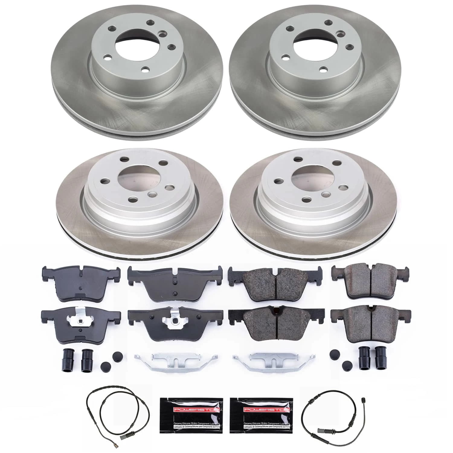 PowerStop Front and Rear Semi-Coated Rotor and Low-Dust Ceramic Brake Pad Kit SC6925
