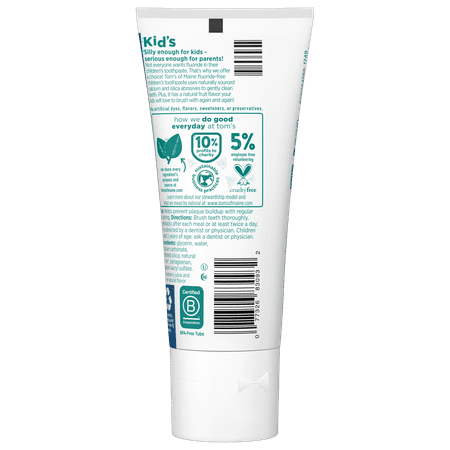 Tom's of Maine Natural Children's Toothpaste, Fluoride Free, Silly Strawberry, 4.2 Ounce, 1-Pack
