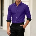 thumbnail image 5 of Stamzod Button Up Shirt Men Business Casual Color Block Long Sleeve Office Dress Shirts Men's Clothing Purple S, 5 of 7