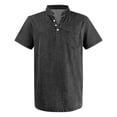 thumbnail image 3 of Iaqnaocc Mens Shirts Henley Shirts Short Sleeve Casual Washed Denim Tee Retro Summer Tops Trendy Oversized Wash Tops Black L, 3 of 4