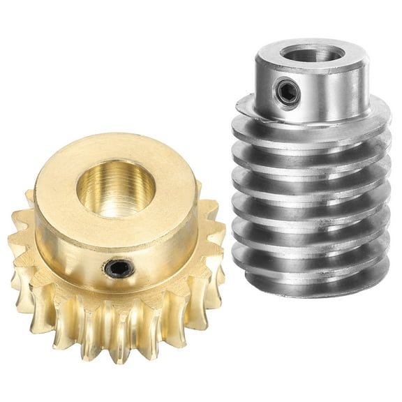 Worm Gear Set 20T 1.5 Module 20:1 Reduction Rate, Right Rotation Drive Gear Box (Brass Gear-12mm Bore, #45 Steel Rod 10mm Bore)