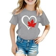 thumbnail image 4 of MIXUE Toddler Girls Tops & T-Shirts Kids Children Canada Print Short Sleeve Crewneck Casual Fit Basic Tops Pullover Tshirts Outwear,Gray,6-7 Years, 4 of 4
