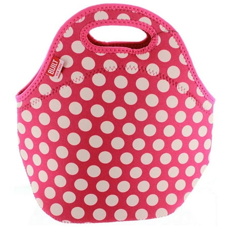 Built Ny Lunch Boxes - Built NY Gourmet Getaway Reusable Insulated Stretchy Neoprene Lunch Tote, Pink Dots