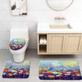 thumbnail image 1 of JSDART Abstract Daisy Gerbera Flowers Watercolor Painting 3 Piece Bathroom Rugs Set Bath Rug Contour Mat and Toilet Lid Cover, 1 of 2