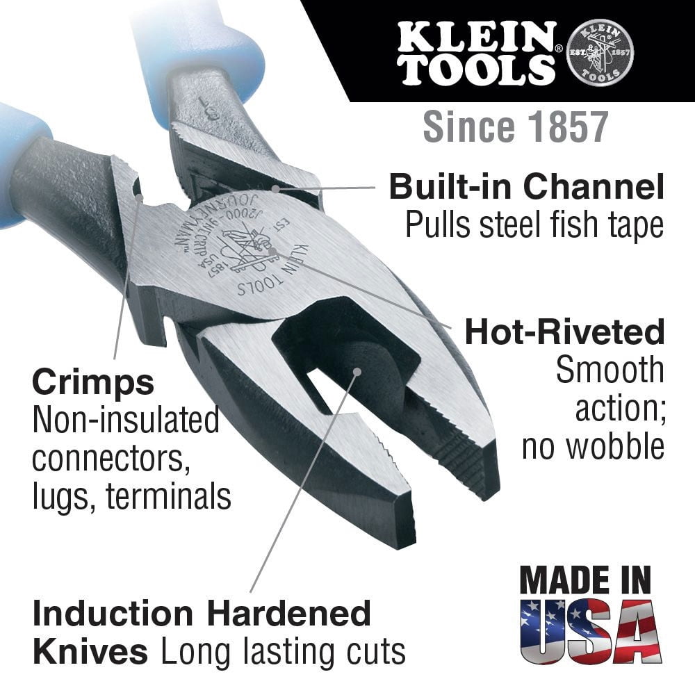 Klein Tools J2000-9NECRTP High-Leverage Side-Cutting Pliers-Connector Crimping J20009NECRTP