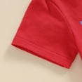 thumbnail image 6 of Okbabeha Toddler Boy 4th of July Outfit Letter Embroidery Short Sleeve Tops with StarStripe Shorts Fourth of July Clothes, 6 of 7