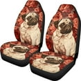 thumbnail image 4 of Jiueut Pug Dog Flower Print Car Seat Covers Set of 2, Anti-Slip Car Front Seats Only Auto Front Seat Cover for Women Men Soft Bucket Seat Cushion Pads, 4 of 7
