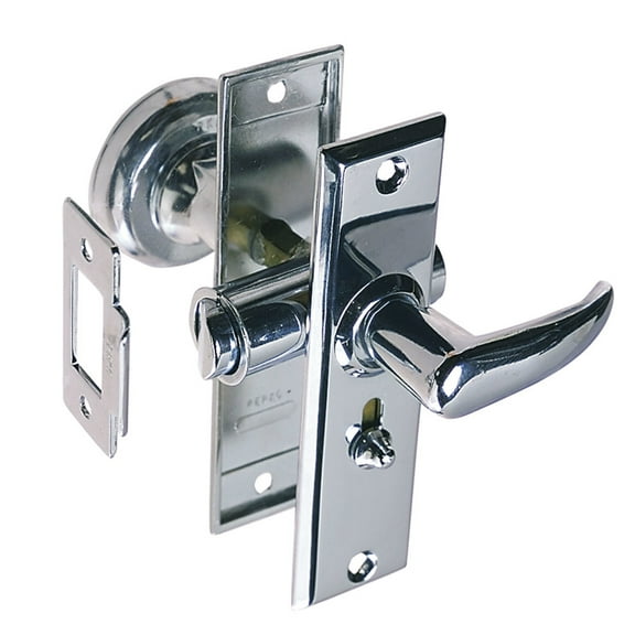 Perko 0567DP0CHR Tubular Latch Set with Sliding Lock Button