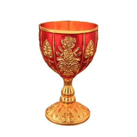 

HXmeiye Vintage Metal Wine Glass Engraving Flower Pattern Goblet for Collecting Ornament