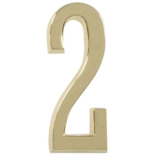 Hillman Group 843272 4 in. Polished Brass Distinctions Brass Adhesive Plaque Number - 2 -  3 Piece