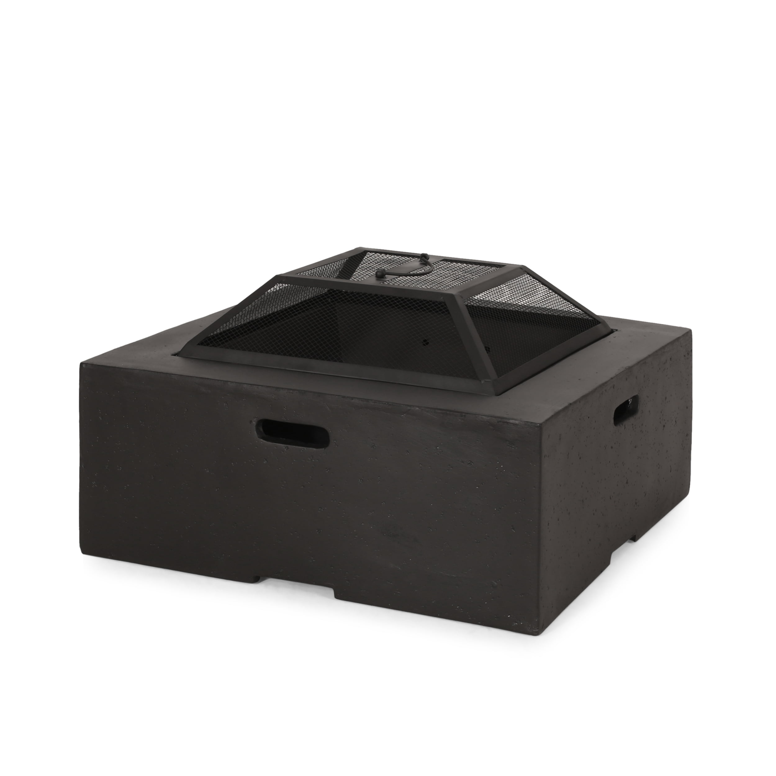 Mintazer 29" Square Wood‑Burning Fire Pit, MGO Outdoor Fire Pit with Spark Screen for Patio Backyard, Black