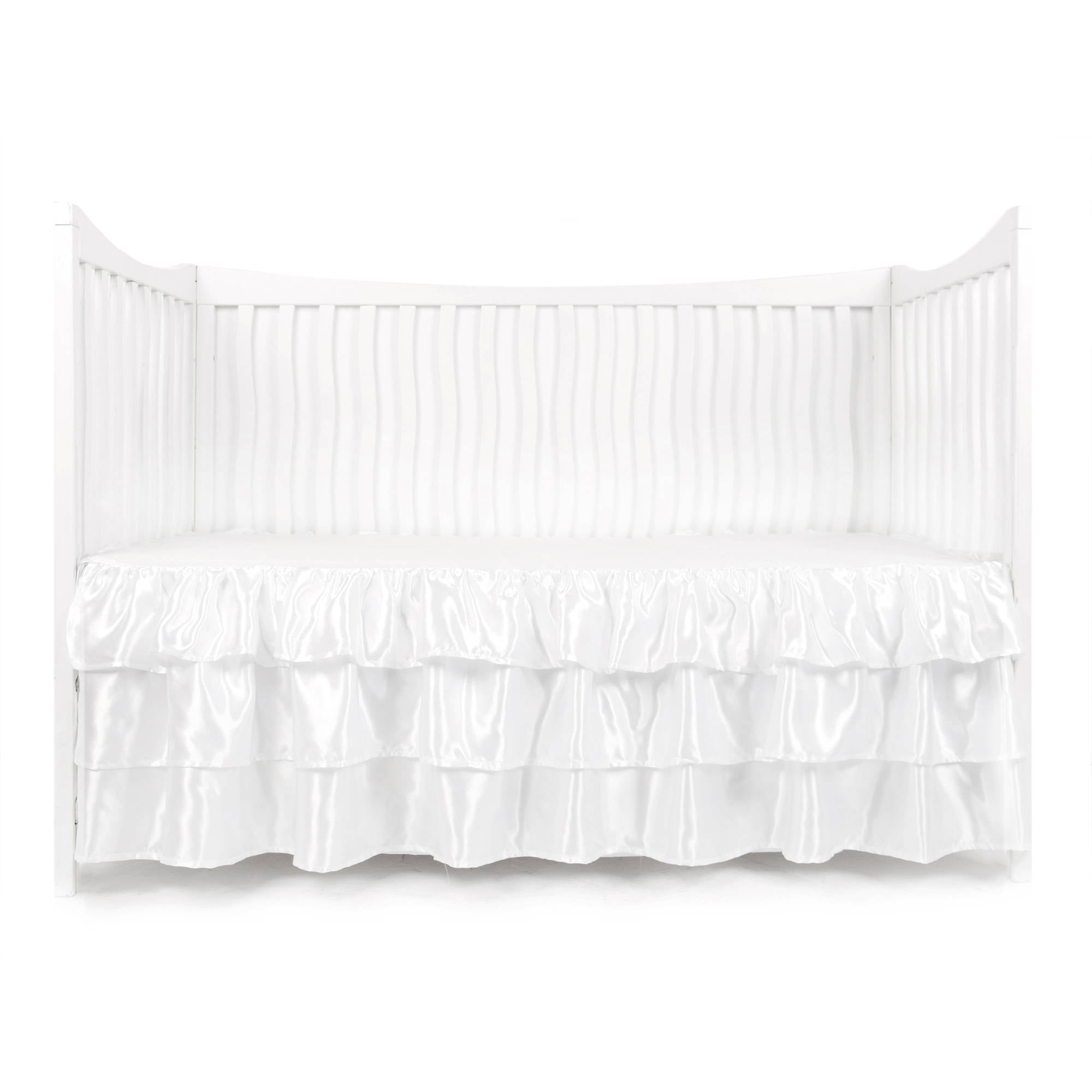 Tadpoles White Ruffled Satin Crib Skirt