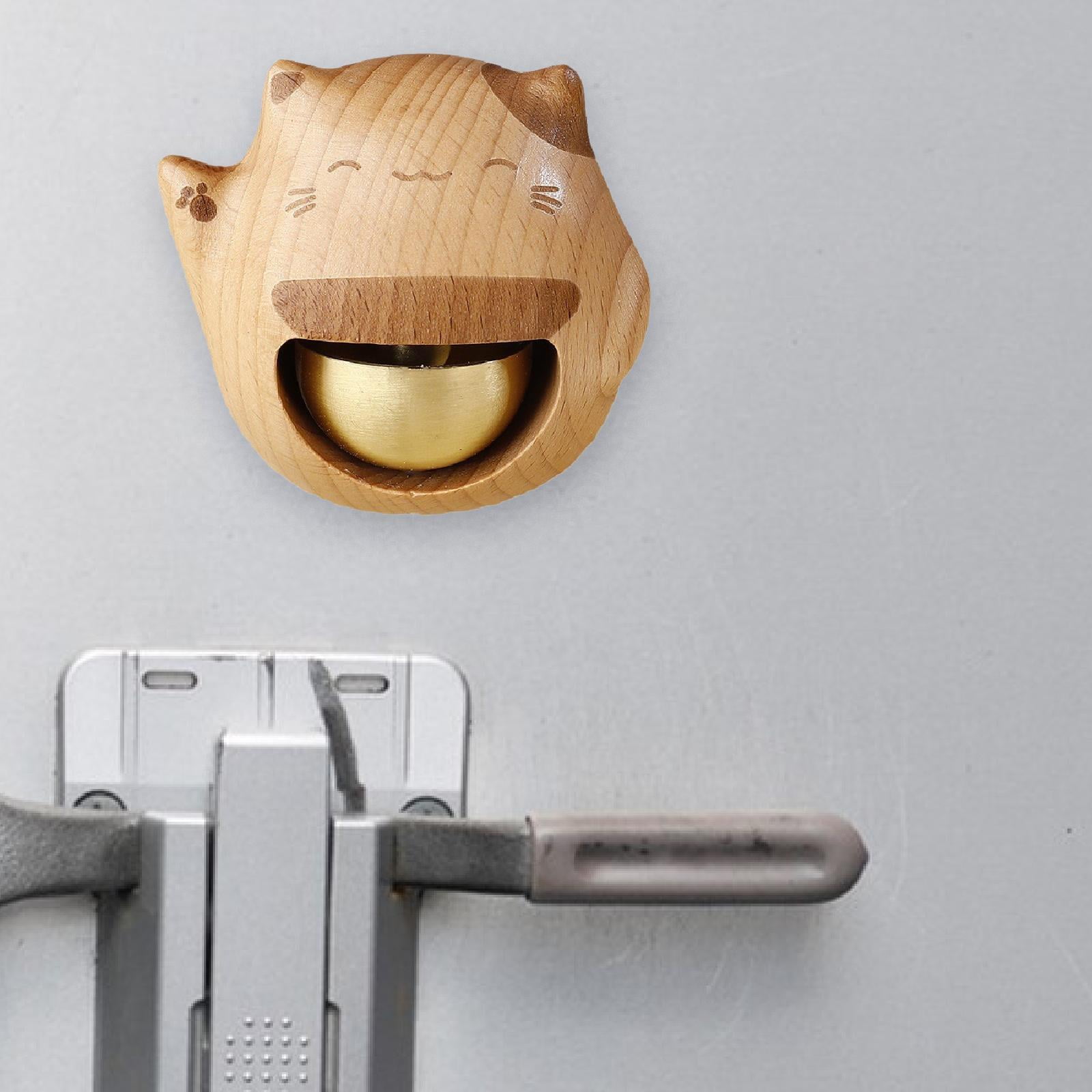 Esquirla Cat Door Bell Shopkeepers Bell Portable Gift Creative Welcome Door Chime Wooden Door Bell for Entrance Office Restaurant Home