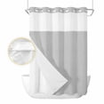thumbnail image 2 of Grey No Hook Shower Curtain Waterproof, Bathroom Curtains with Snap in Liners and See Through Top Window, Vintage Leather Patterned Texture Solid Modern Hotel Style Bathtub Curtains Shower 72"Wx84"L, 2 of 8