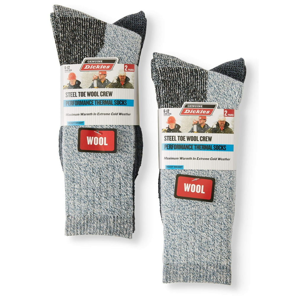 Dickies Men's Wool Marl Thermal Steel Toe Crew Socks, 4Pack