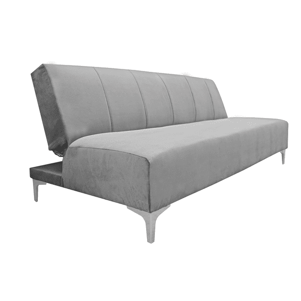 Sofa Cama Reclinable El Bazar Store Miami Plata terciopelo, Futon 3 posiciones, Sala, Love Seat
