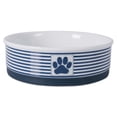 thumbnail image 2 of 7.5" Vibrant Unique Paw Patch Stripe Nautical Blue Large Pet Bowl, 2 of 8