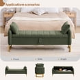 thumbnail image 5 of Aemeios 66"W Teddy Tufted Storage Bench for Bedroom End of Bed with Gold Legs and Two Pillows, Green, 5 of 10