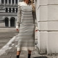 thumbnail image 3 of Vestido recto de rayas, nuevo vestido ajustado de color liso, vestido largo de moda para otoño e invierno, vestido de lana con mangas largas, 3 of 5