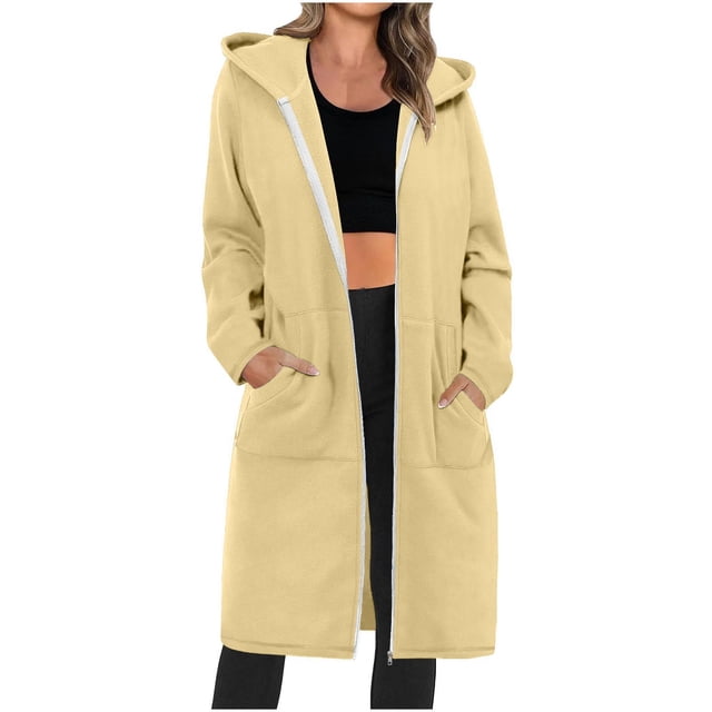 FAIWAD Sweat à Capuche Décontracté pour Femmes, Fermeture Éclair, Manches Longues, Grande Taille, avec Poches
