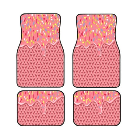 Cauagu Chocolate with Flowing Cream Pattern Car Floor Mat Set of 4 Car Carpet Mats Car Mats with Anti-Slip Backing & Driver Heel Pad Universal Fit for Cars/Trucks/SUV/Vans