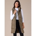 thumbnail image 2 of DARING DIVA Women's Long Puffer Vest Casual Sleeveless Hooded Down Jacket S Coffee, 2 of 6