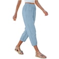 thumbnail image 6 of Stamzod Cotton Capri Pants for Women Summer Casual Capris with Pockets Beach Vacation Cropped Trousers Light Blue B S, 6 of 10