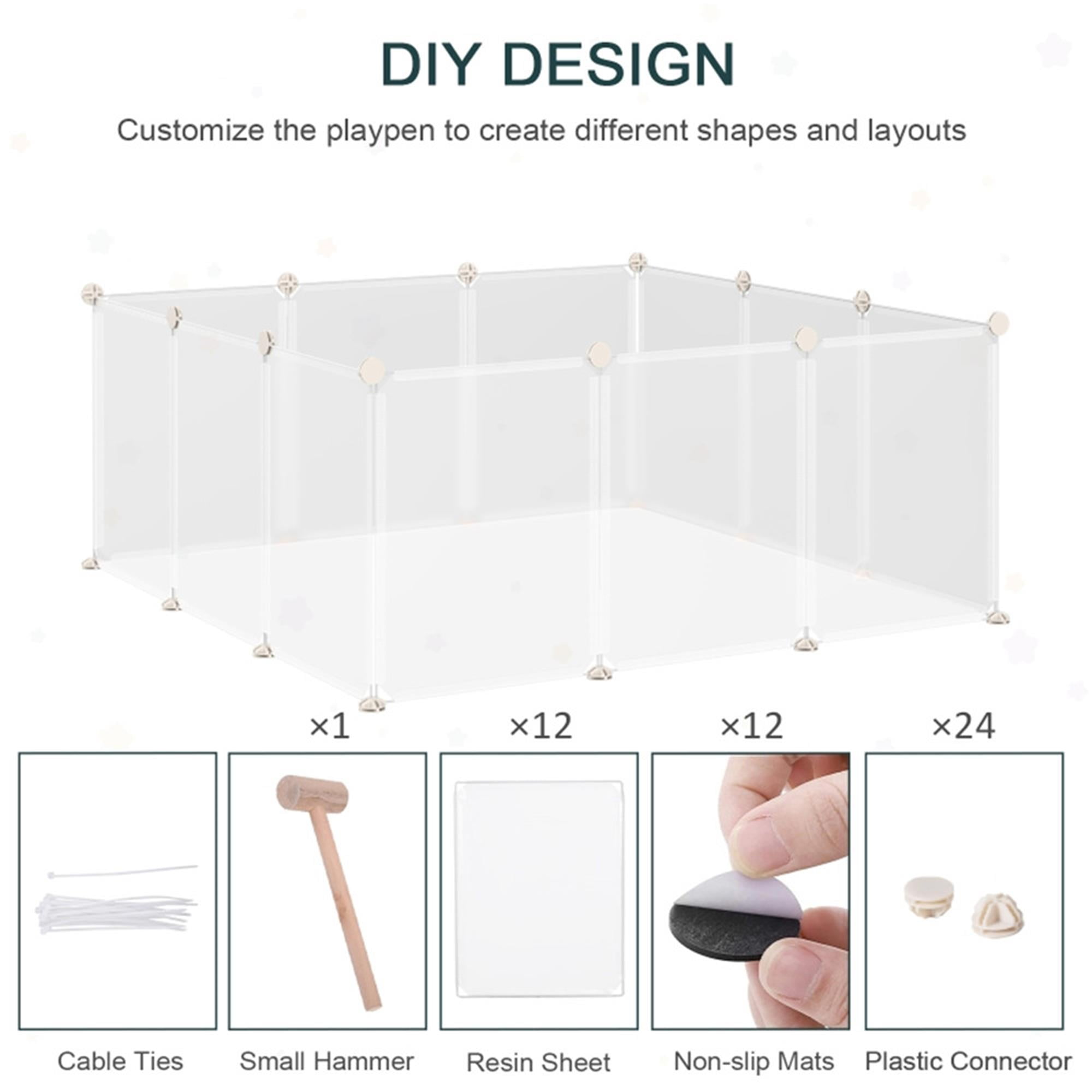 Pefilos 12 Panels Pet Playpen for Small Dogs, Animals Plastic Fence Cage for Guinea Pigs, Hamsters, Bunnies, Rabbits, White Pefilos 12 Panels Pet Playpen for Small Dogs, Animals Plastic Fence Cage for Guinea Pigs, Hamsters, Bunnies, Rabbits, White