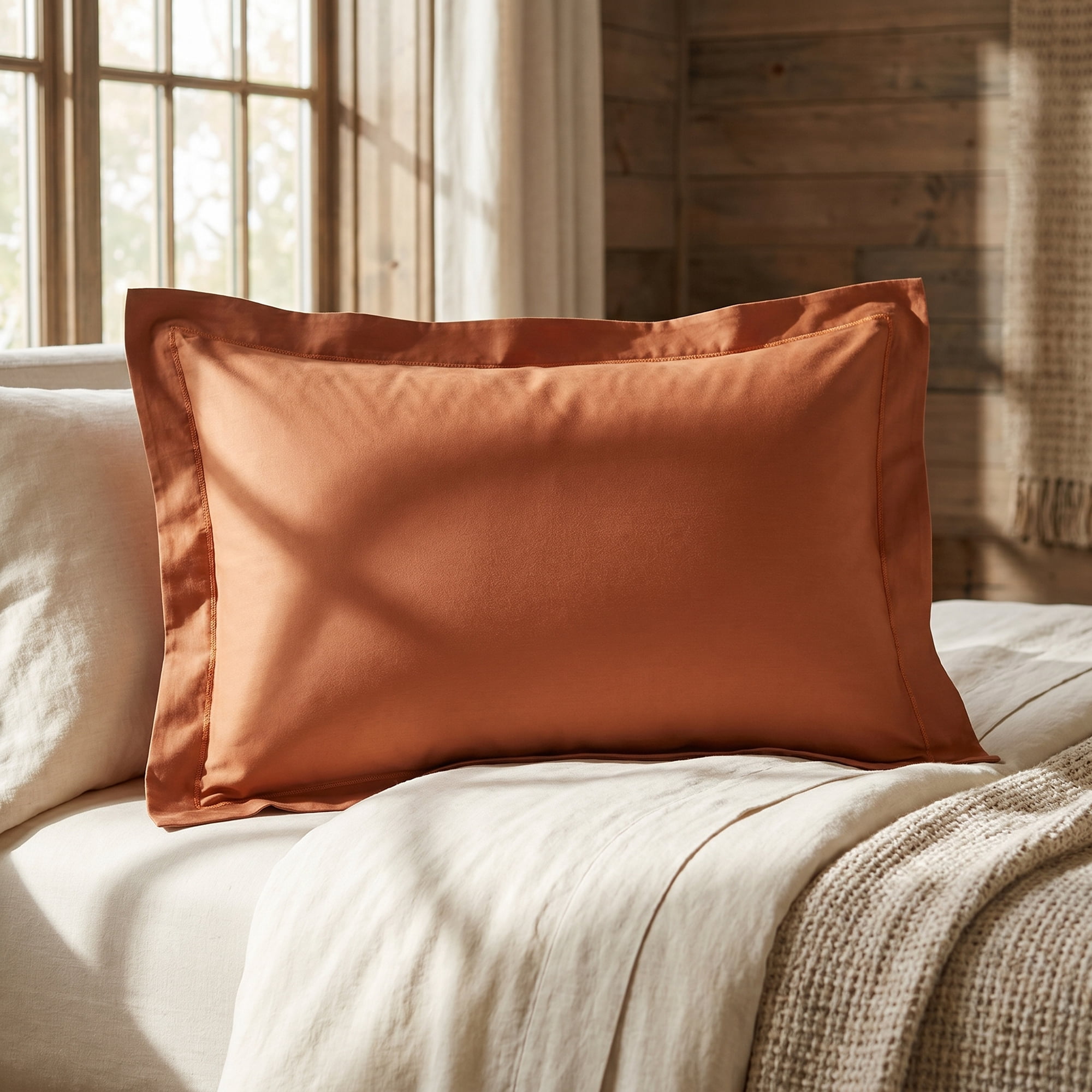 Unique Bargains 2 Pack Cotton Pillowcase Cooling Envelope Closure Bedding Queen Orange