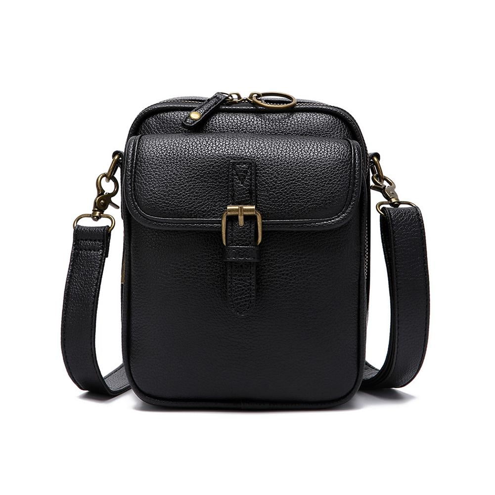 Wmool Vintage Double Layer Large acity Mini Menger Bag,Leather Small Purse Bag,10 Card Crossbo Shoulder Slots theft