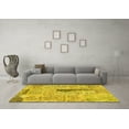 thumbnail image 3 of Ahgly Company Machine Washable Indoor Round Patchwork Yellow Transitional Area Rugs, 5' Round, 3 of 4