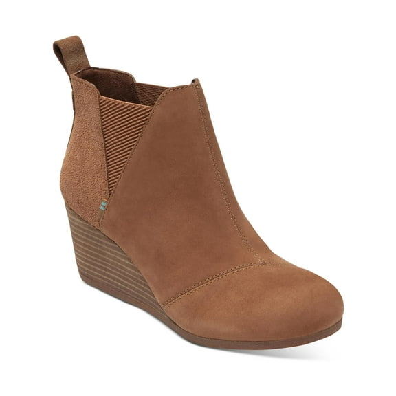 Toms Womens Kelsey Leather Ankle Wedge Boots