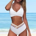 thumbnail image 2 of Sngxgn Women's Bikini Sets Two Piece Swimsuit High Waisted V Neck Twist Front Adjustable Spaghetti Straps Bathing Suit(White,M), 2 of 9