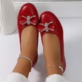 thumbnail image 5 of longantii Women's Casual Flat Loafers Breathable Perforated Round Toe Slip On Shoes with Bow Rhinestone Comfort Wedge Heel Dress Flats for Spring Summer Work, 5 of 5
