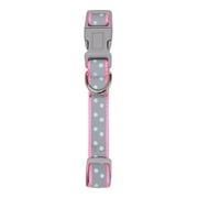 Vibrant Life Reflective Dog Collar, Pink Dots, (Medium)