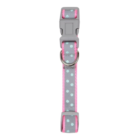 Vibrant Life Reflective Dog Collar, Pink Dots, (Medium)