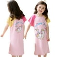 thumbnail image 2 of WIBACKER Girls Nightgowns 3-12 Years Milk Silk Short Sleeves Nightdress Kids Nightie Dress Sleepwear Pajamas for Little Girls, 2 of 10