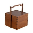 thumbnail image 2 of veasfak Boîte de Rangement Alimentaire en Bambou Antique avec Couvercle et Poignée pour Gâteaux Collations Mooncake L, 2 of 7