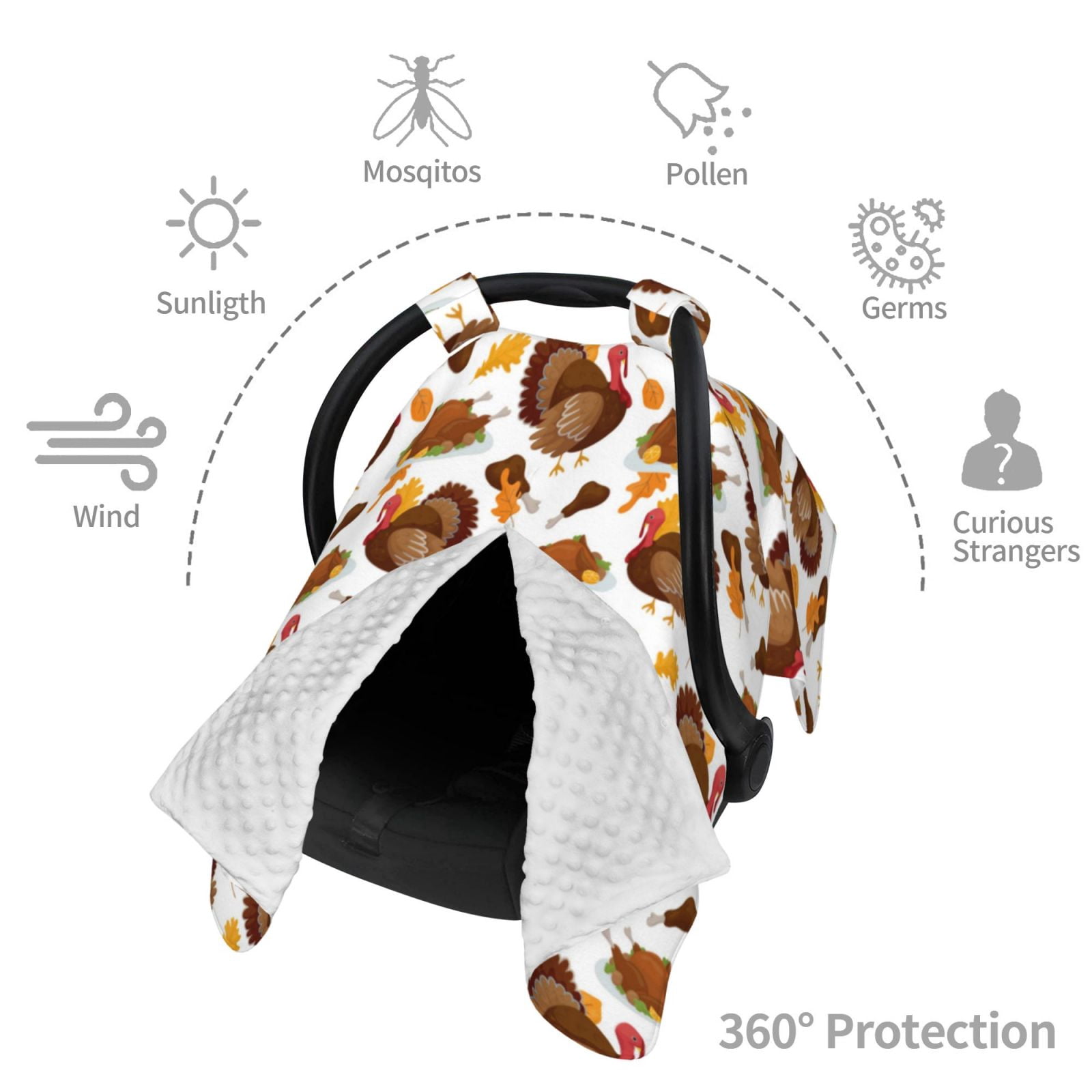 Car Seat Cover Baby - Turkey And Thanksgiving3 Breathable Infant Car Seat Cover for Baby Carseat, Lightweight Comfort Baby Essentials Must Haves Newborn Stuff for Girl Boy