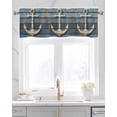 thumbnail image 2 of Brown Anchor Nautical Kitchen Valances for Windows Farmhouse Linen Window Valance Curtain for Living Room Window Treatment Vintage Coastal Navy Blue Wooden Valance Rod Pocket Topper, 42 x 12 Inch, 2 of 6