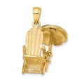 thumbnail image 4 of 14K Yellow Gold Polished Finish 3-Dimensional Beach Chair with Multi Color Enameled Umbrella Charm Pendant, 4 of 4