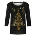 thumbnail image 5 of BLVB Merry Christmas Shirts Women Tree Graphic Print T Shirt 3/4 Sleeve Crewneck Christmas Tee Tunic Tops, 5 of 5