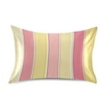 thumbnail image 7 of Yayeee Pillowcase King Size Set of 2 Satin Wrinkle Resistant Pillow Case, Pink and Yellow Striped Pattern, 7 of 7
