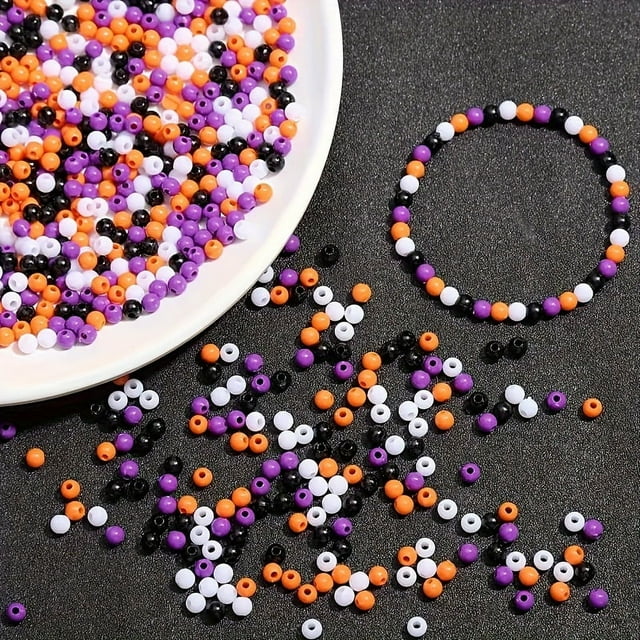 100pcs 6mm Halloween Acrylic Beads - Perfect for DIY Jewelry, Bracelets & Decorations