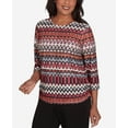 thumbnail image 6 of Alfred Dunner Womens  Geometric Crew Neck Ruched Side Top, 6 of 6