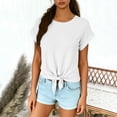 thumbnail image 5 of Kinrui Womens Short Sleeve T Shirts Tie Knot Front Tops Crewneck Cute Casual Solid Color Tee Blouse White XL, 5 of 8