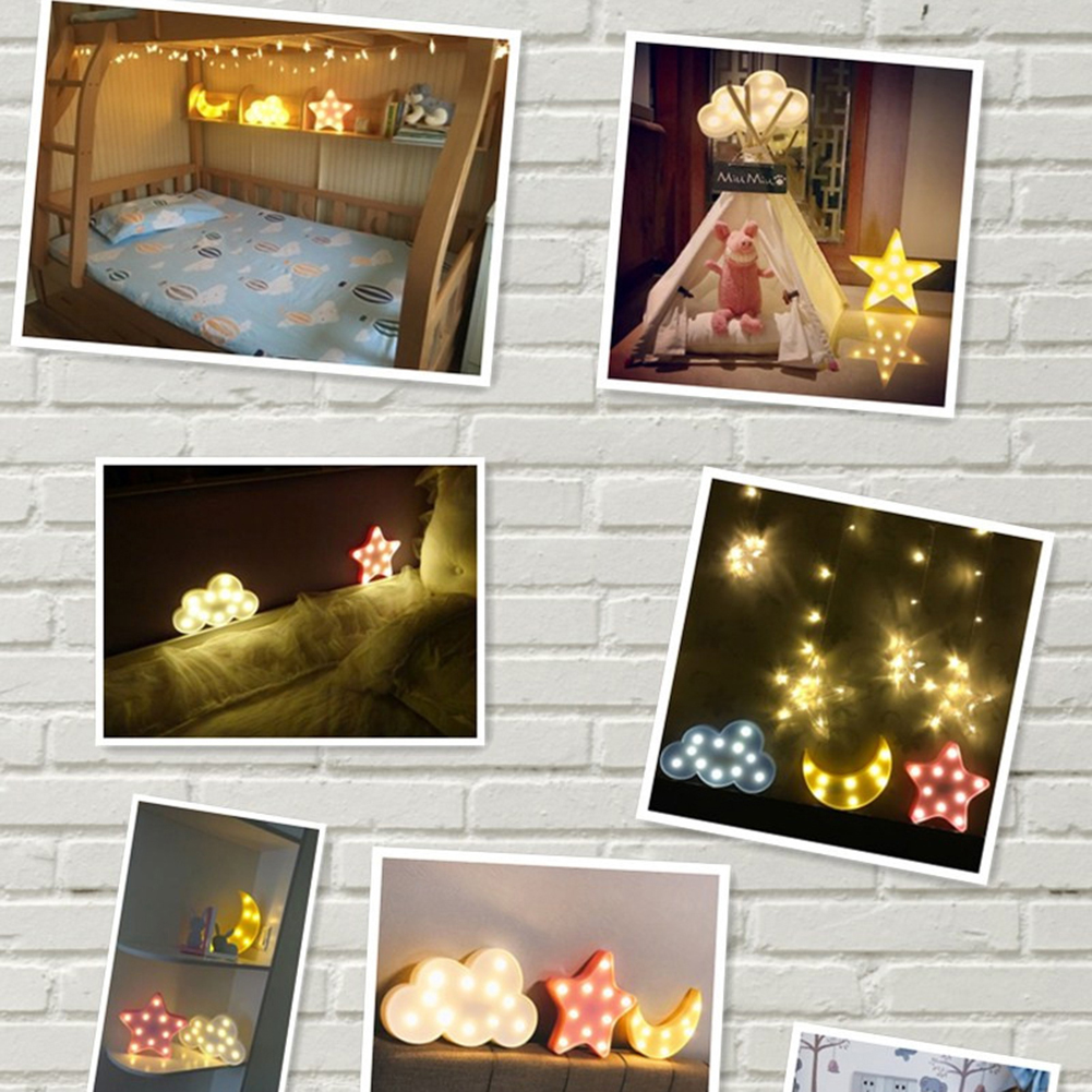 Multi Shape 3D LED Night Light Cute Star Moon Wall Desktop Kids Room Nursery Lamp;3D LED Night Light Cute Star Moon Wall Desktop Kids Room Nursery Lamp - image 4 of 7