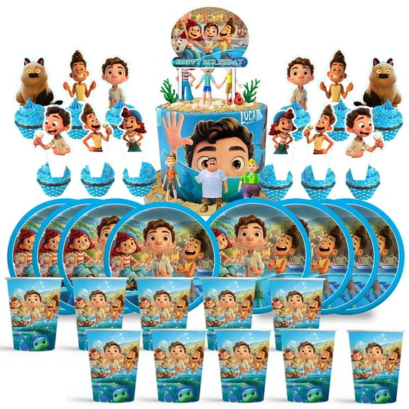 Luca Birthday Cups Party Supplies Plates Fans Decorations Cake Topper Decor